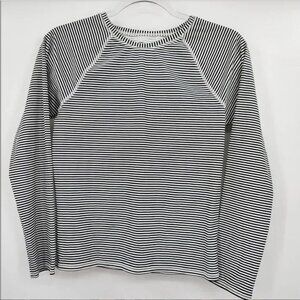 AERIE Rash Guard Swimwear Womens Large/Medium White Black Striped Long Sleeve